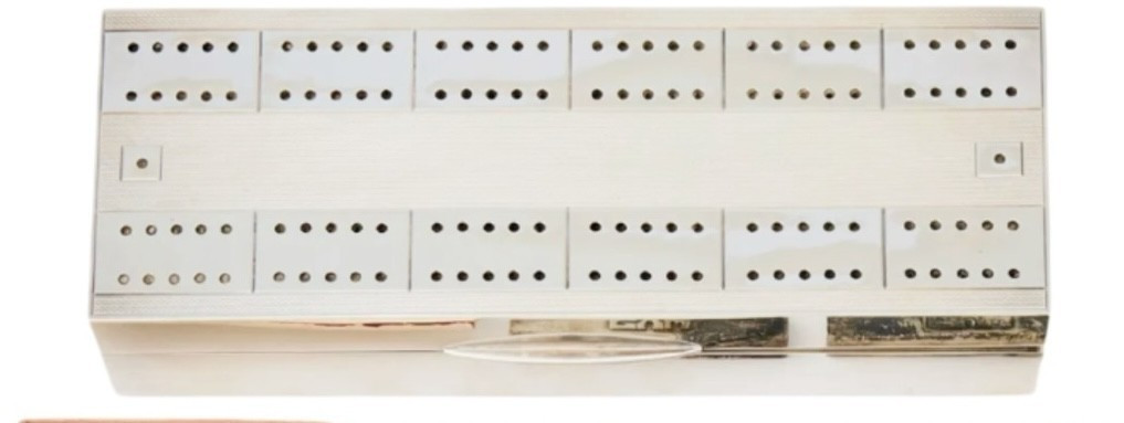 Vintage Vanderbilt Whitney Estate George VI Sterling Silver Cribbage Game Set