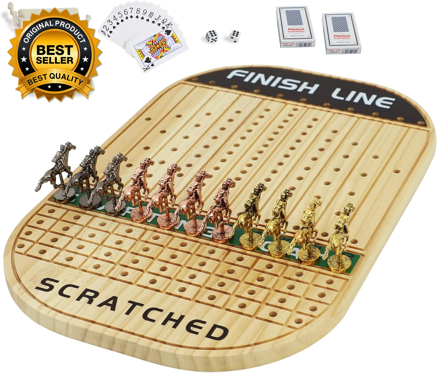 Horse Race Board Game Racing Game Thickened Solid Wood with 11