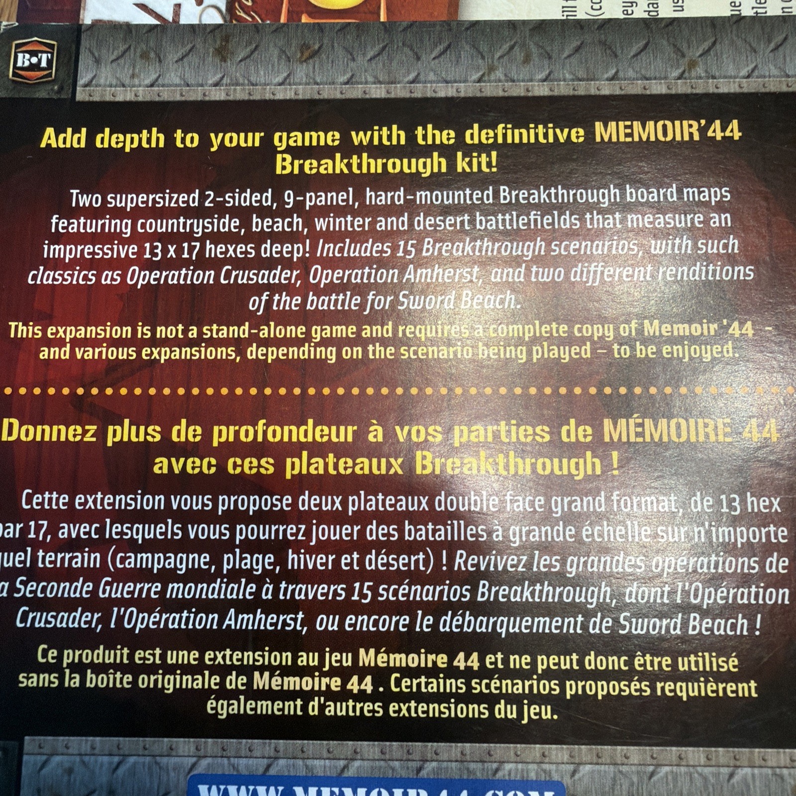 Memoir ’44 Breakthrough Board Maps & Manual Days of Wonder 15 Scenarios – EUC