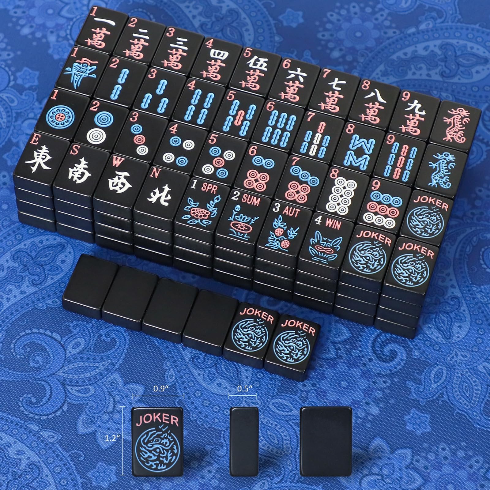 GUSTARIA American Mahjong Tiles (1.2”,Tiles Only), 166 1.2”×0.9”×0.5”, Black