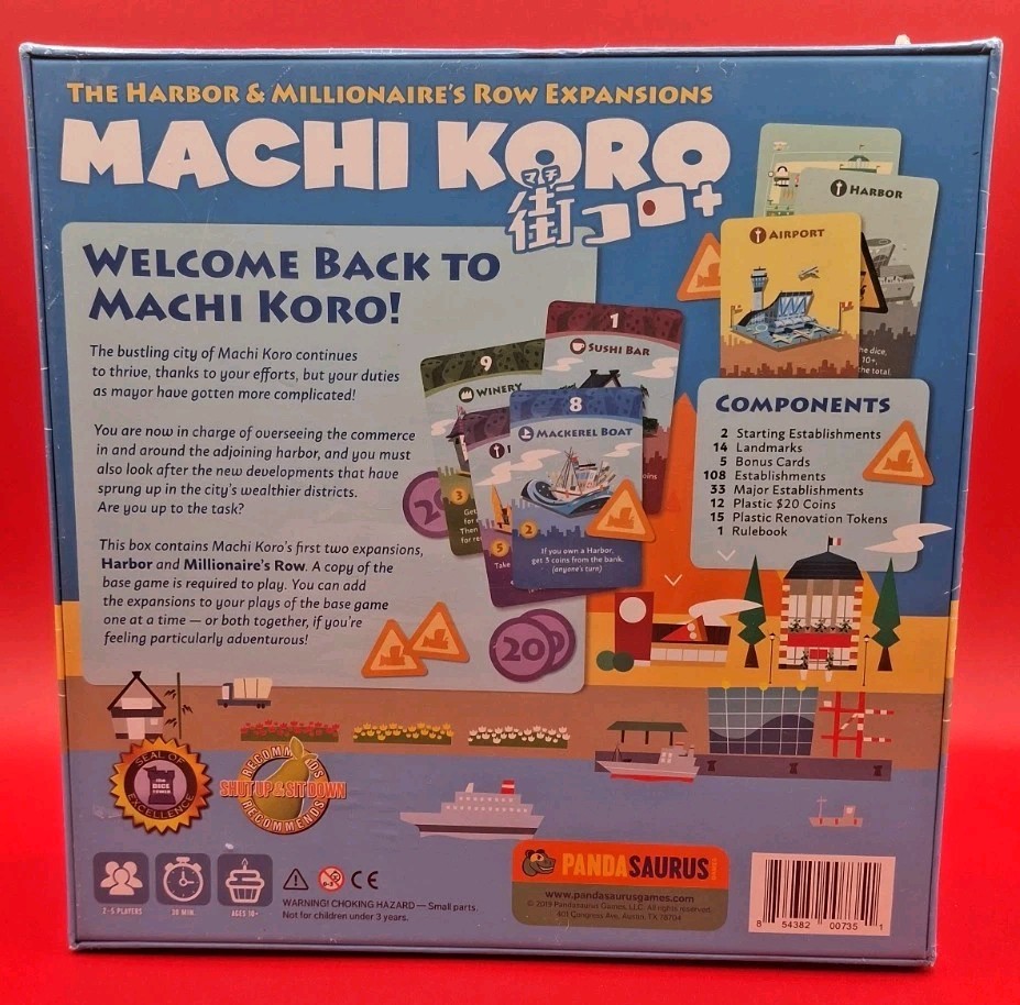 The Expansions Machi Koro 5th Edition The Harbor & Millionaire’s Row Card Game