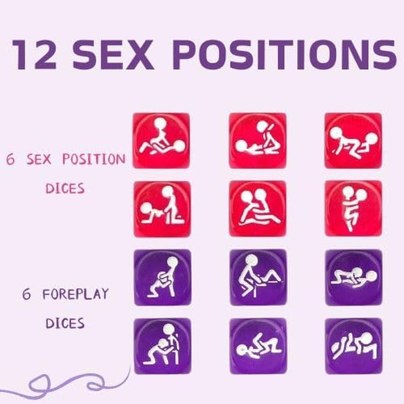 2 Pcs Naughty Date Night Dices for Couples, Sex Game Positon Dice Set Adult with