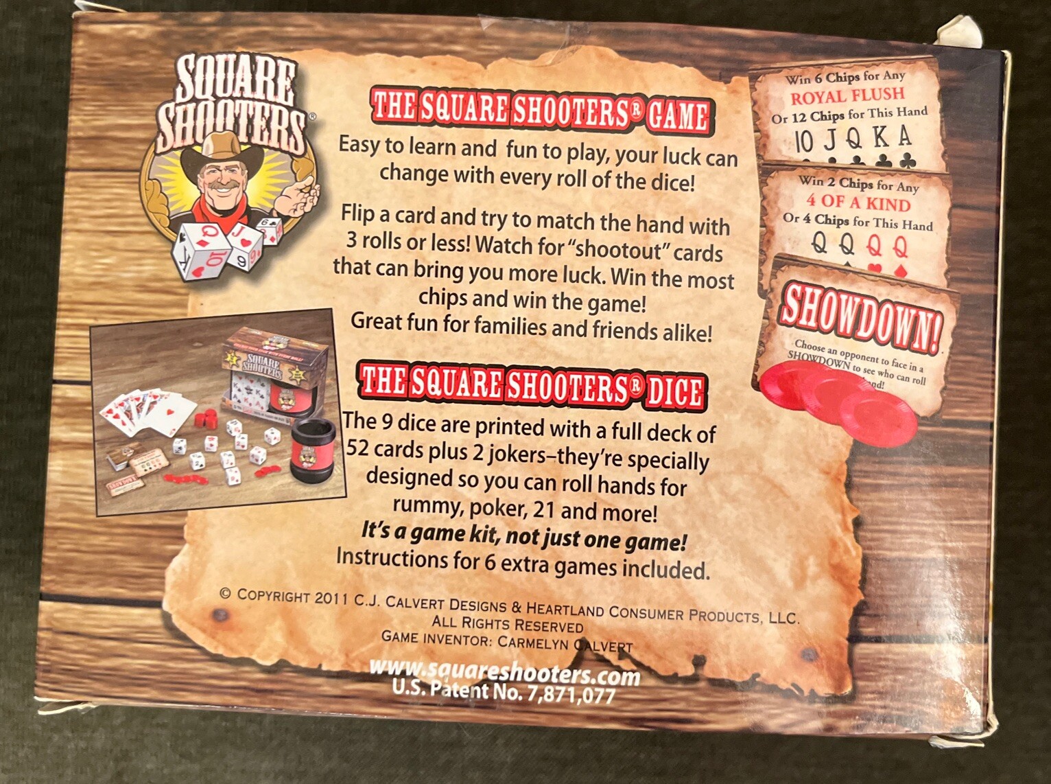 Square Shooters Game “The First Deck of Cards On Dice” by Heartland NEW