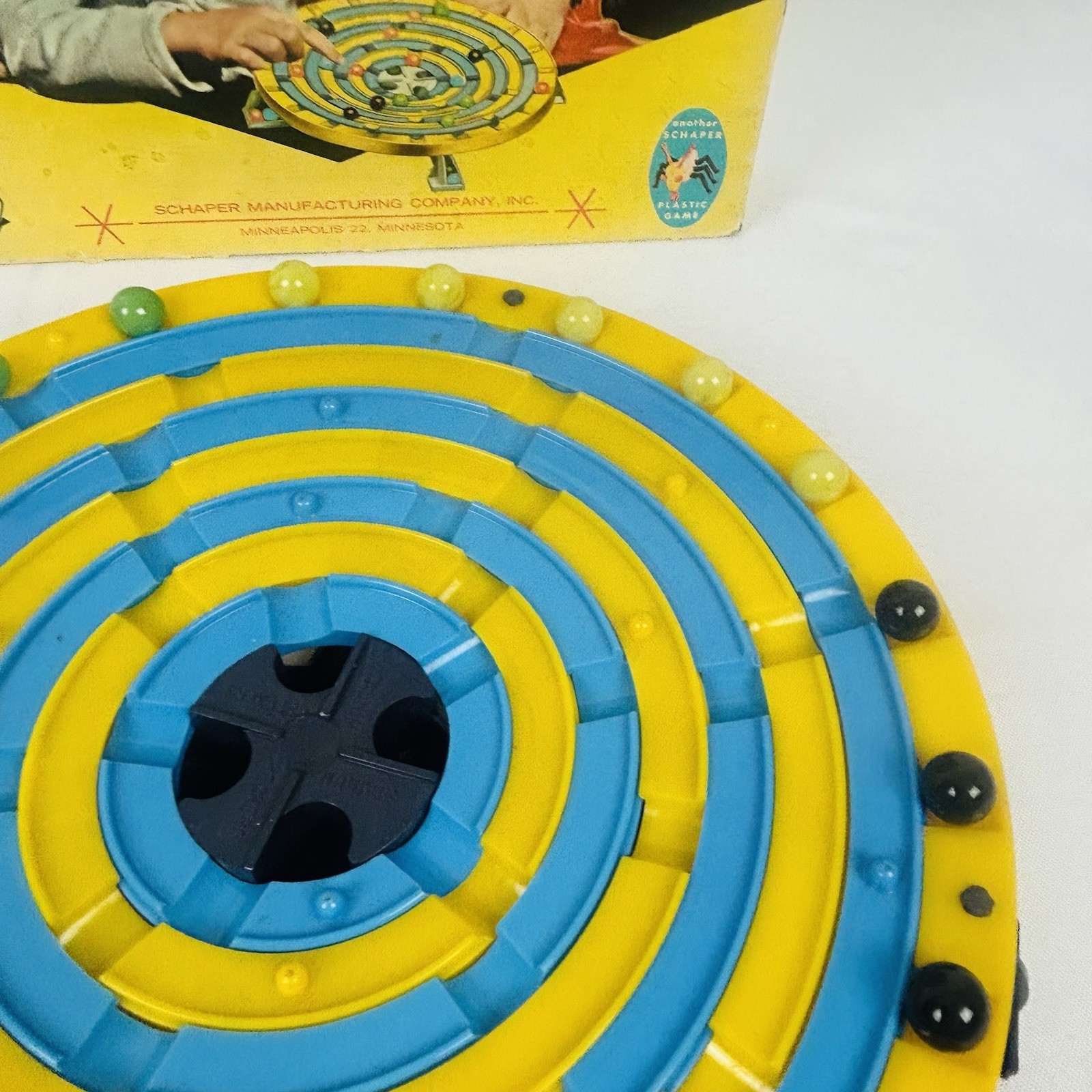 Stadium Checkers Game by Schaper 5x Black, Green Yellow. 3 Orange