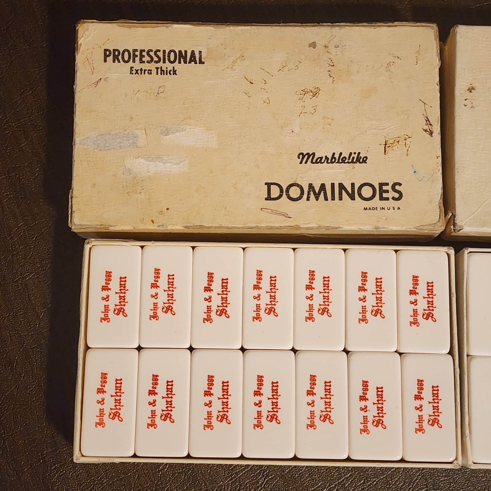 2 Vintage Puremco Marblelike Dominoes Professional Extra & Super Thick 816 Set *
