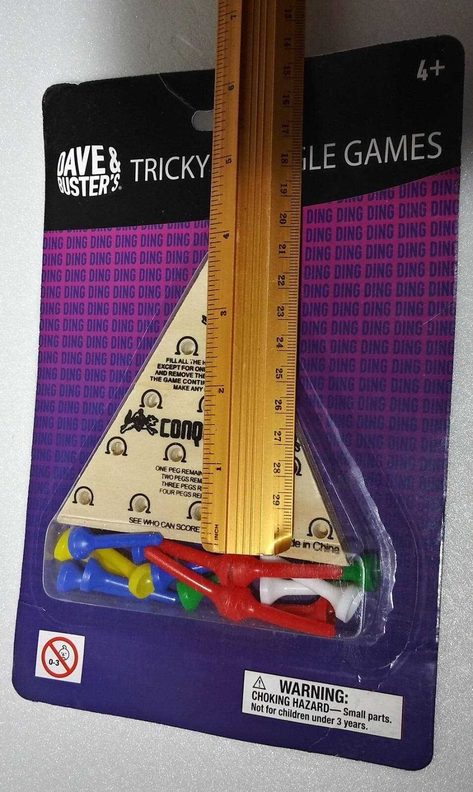 New Dave & Buster’s Tricky Triangle Wooden Peg Game Brain Teaser Ages 4 & Up