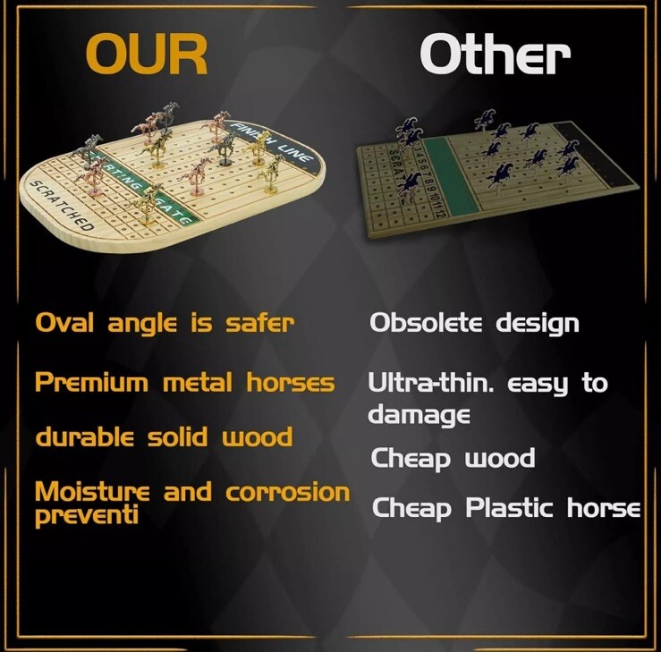 Horse Race Board Game Racing Game Thickened Solid Wood with 11 Luxurious New