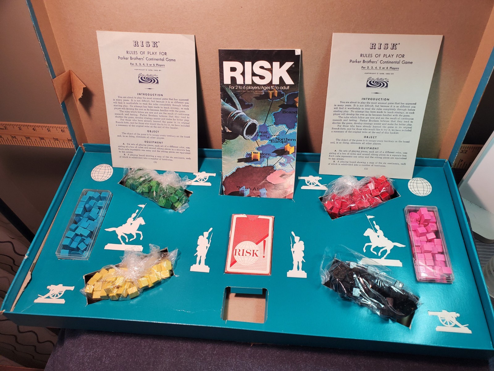 3 Vtg 1950’s & 60’s Parker Bros. Board Games. Monopoly, Sorry, Risk. With Instr.
