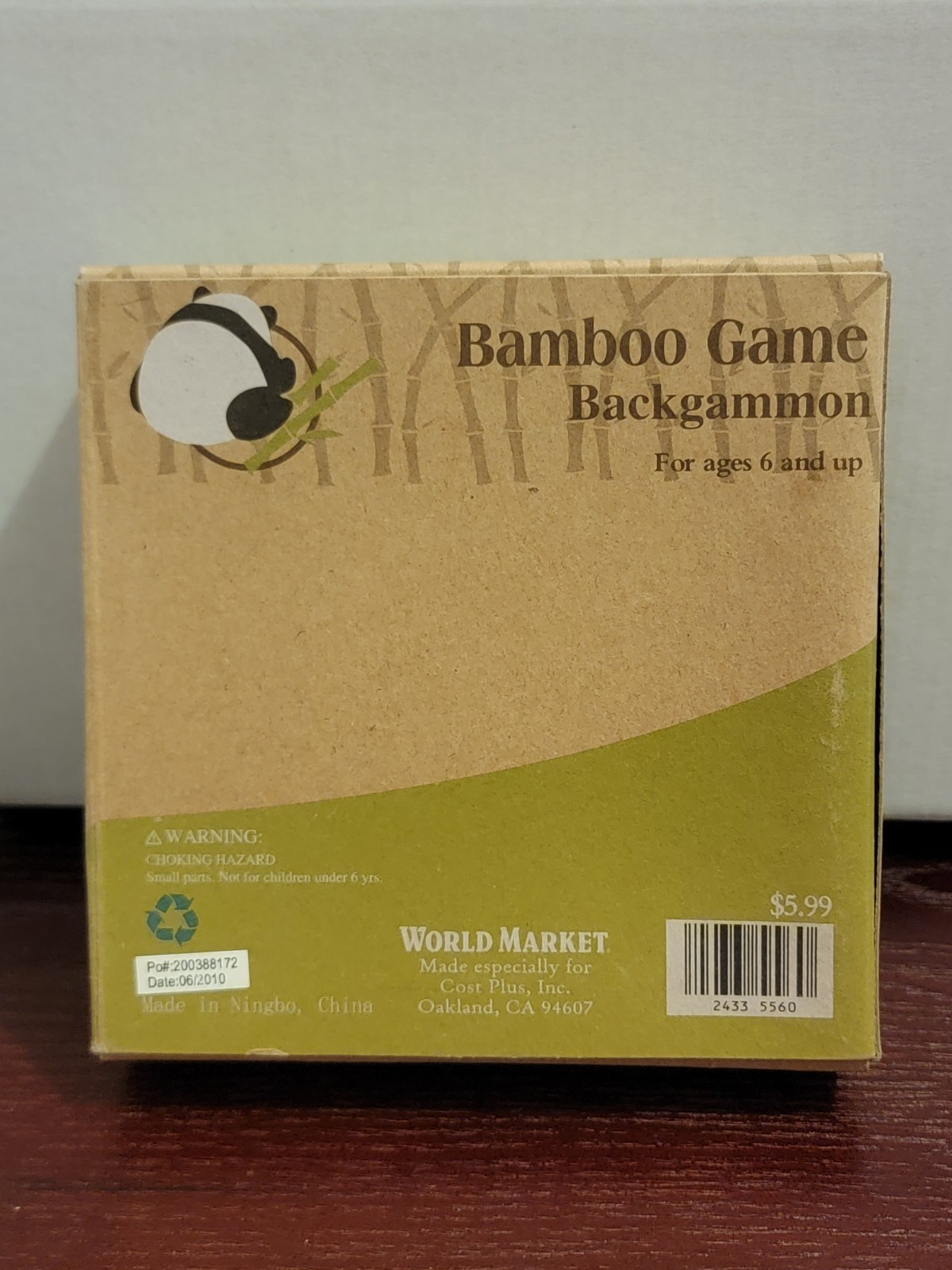 World Market Mini Natural Bamboo Backgammon Game A8-269