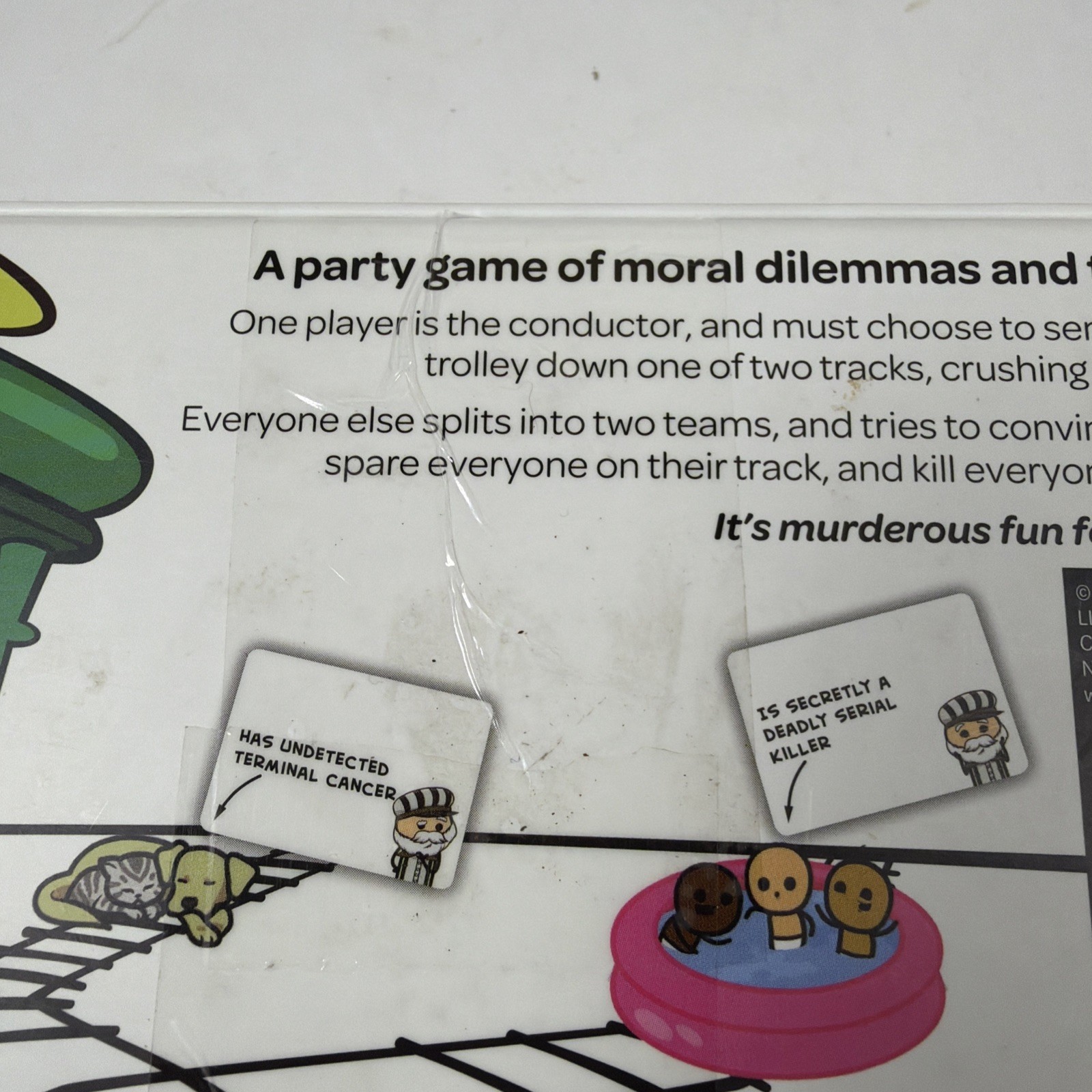 Trial by Trolley Party Game Adult Card Game Moral Dilemmas and Murder Open Box