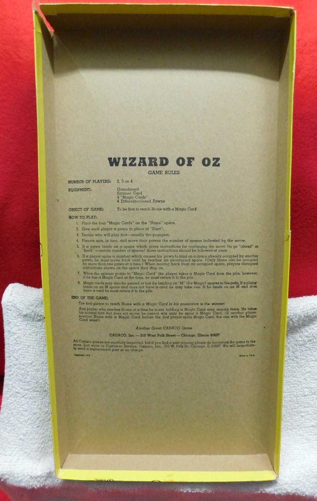 Vintage Wizard of Oz Board Game Cadaco 1974