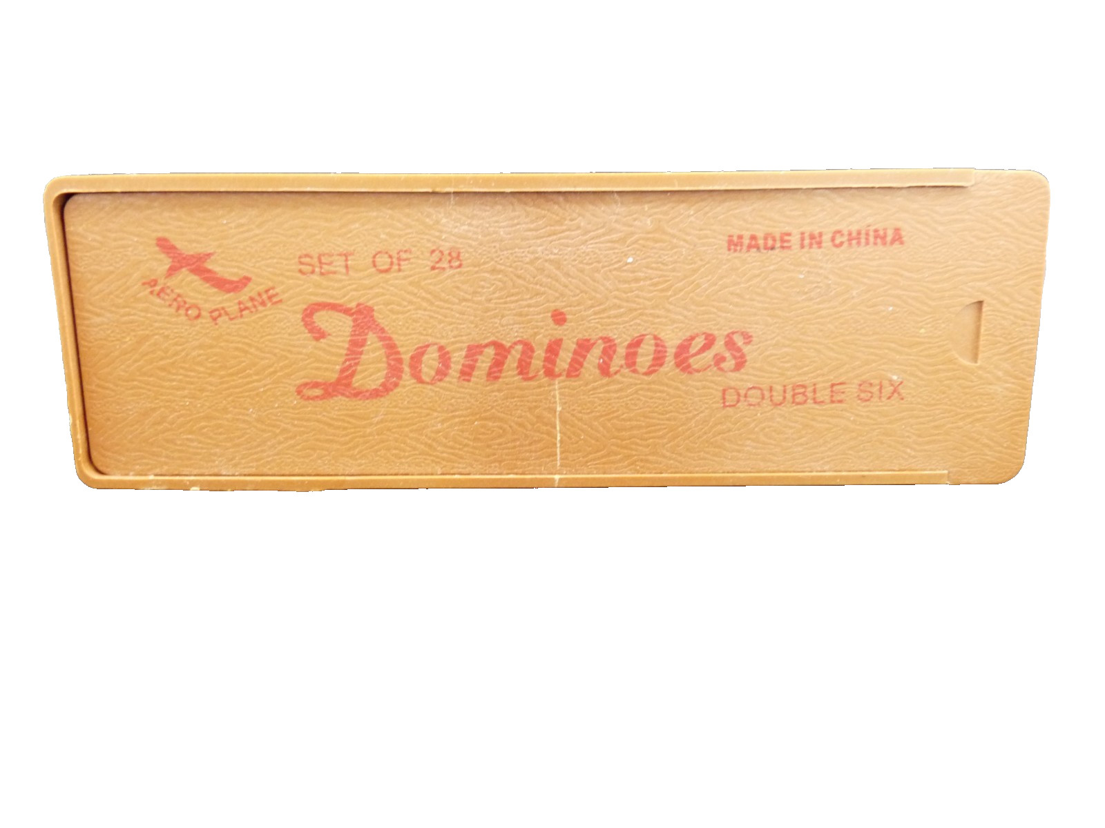 Vintage Double 6 Dominoes Set 28 Pieces With Brass Spinners & Wooden Case NOS