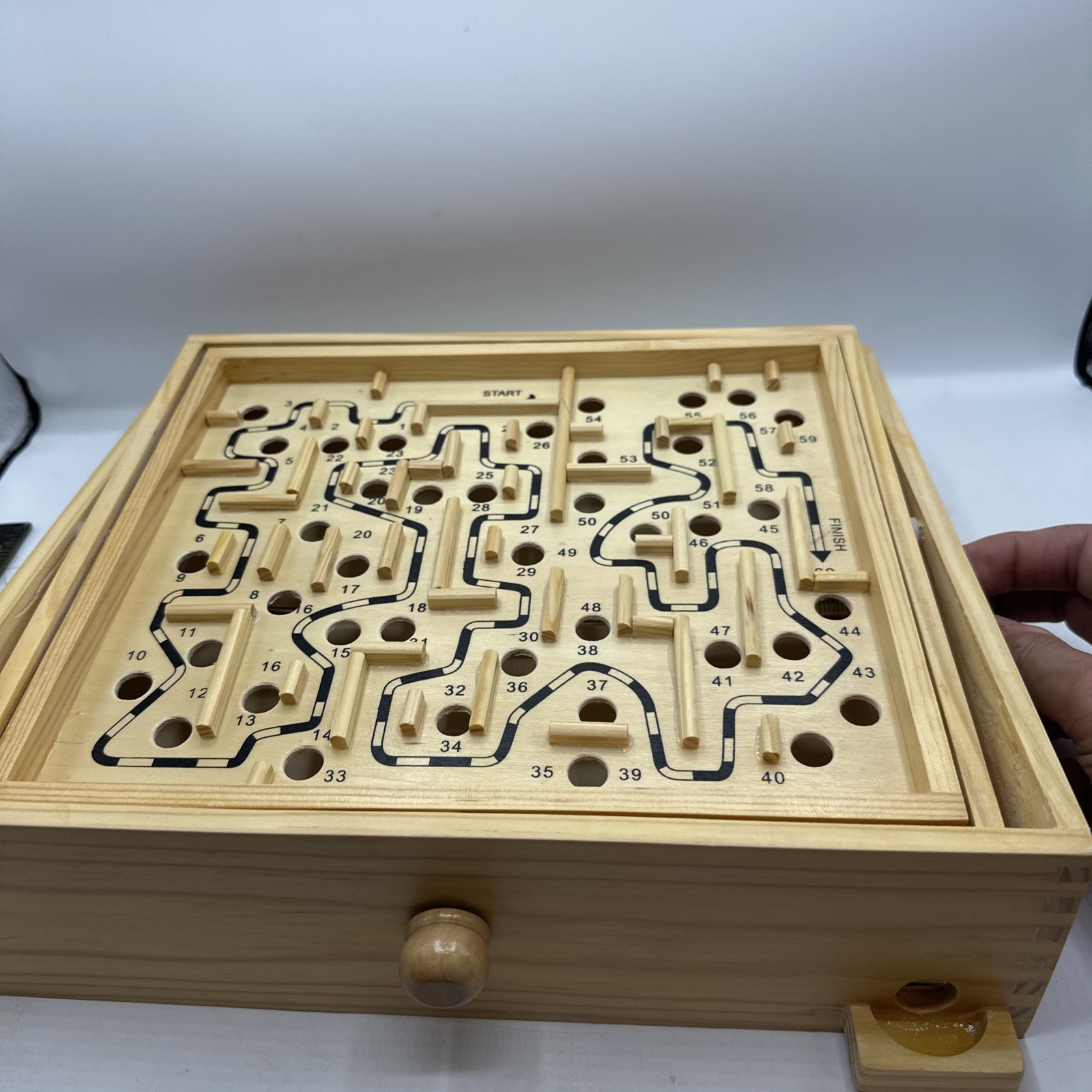 Labyrinth Wooden Board Game by Cardinal With 2 Balls and Box 2004 Item #190