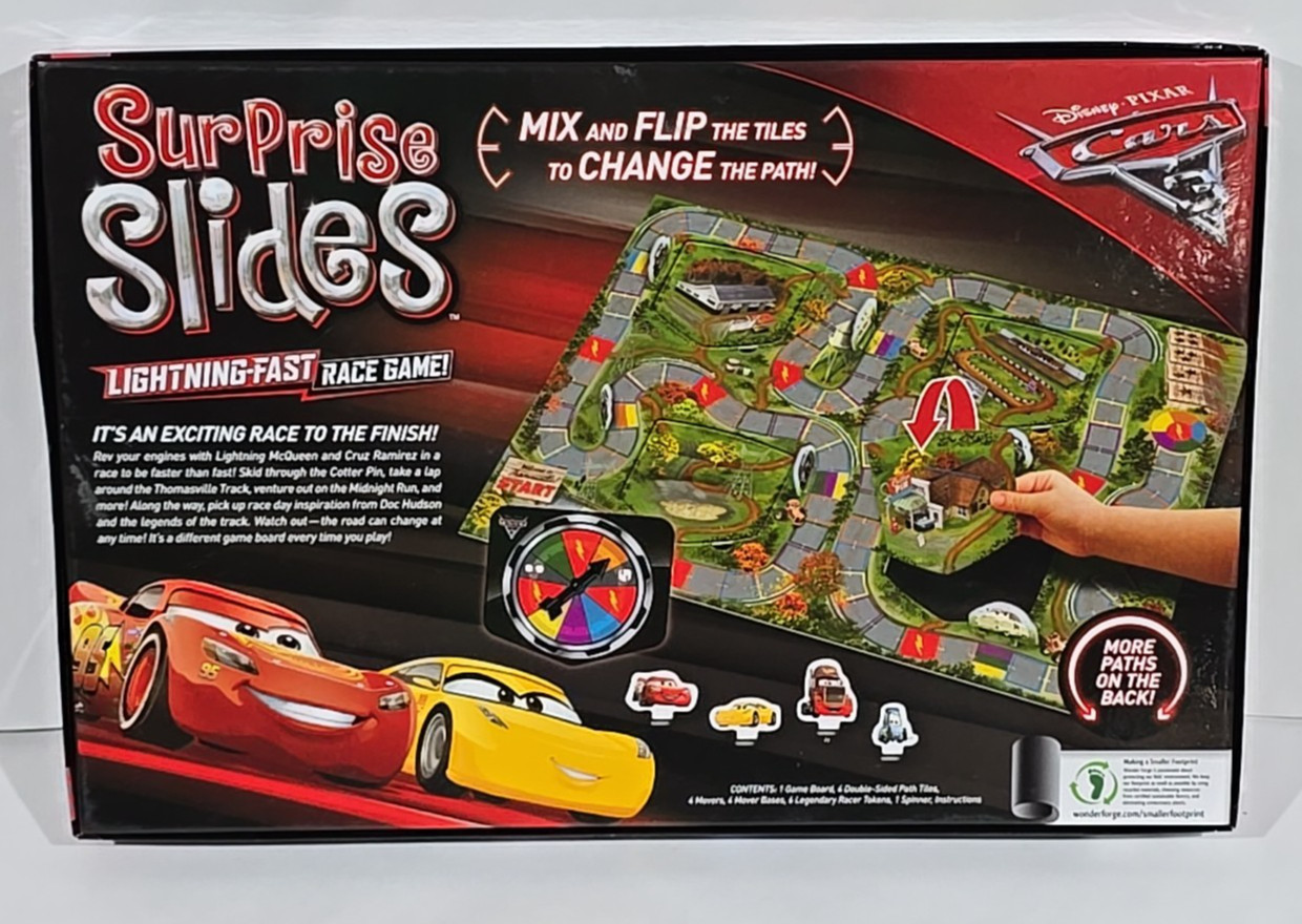 Disney Pixar Cars 3 Surprise Slides Lightning Fast Race Board Game Near Complete