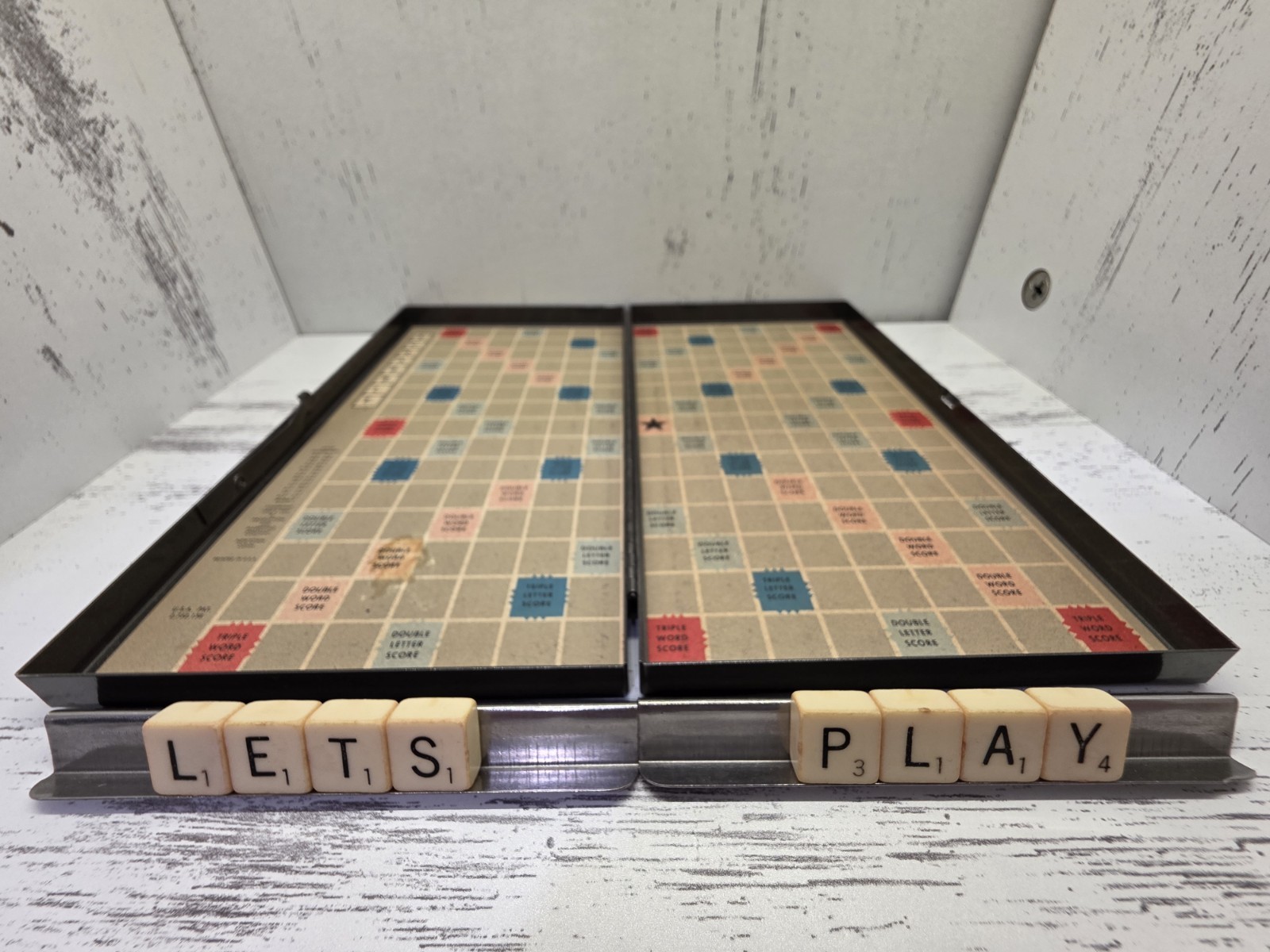 1950s Vintage Travel Scrabble Magnetic Metal Board Complete