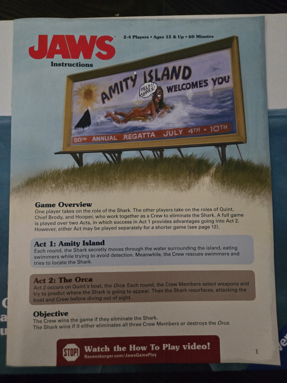 Ravensburger Jaws Strategy Suspense Board Game for 2-4 Players Age 12 and Up