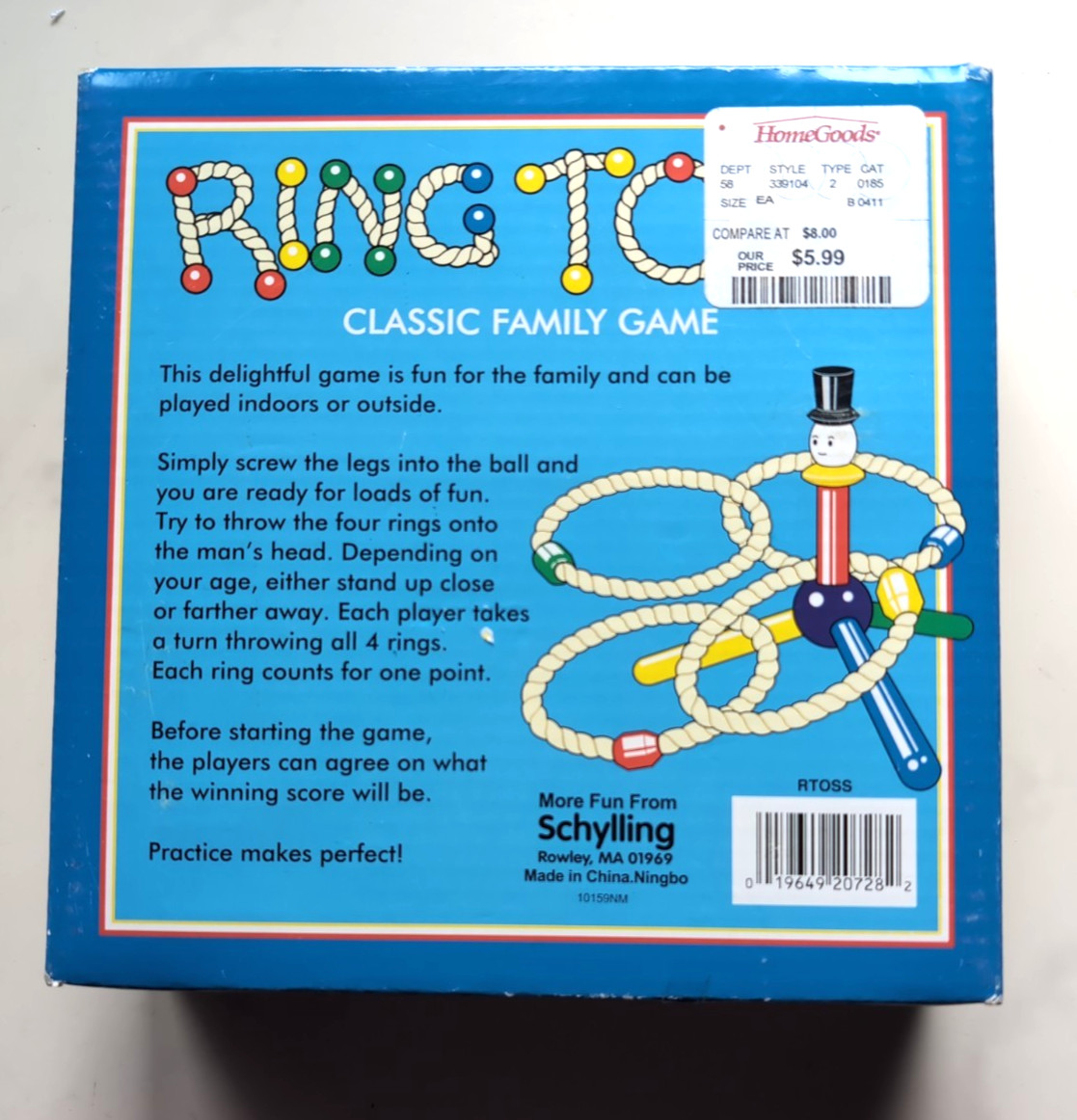 Schylling Classic Ring Toss Game A GOLD MEDAL TOY 3+