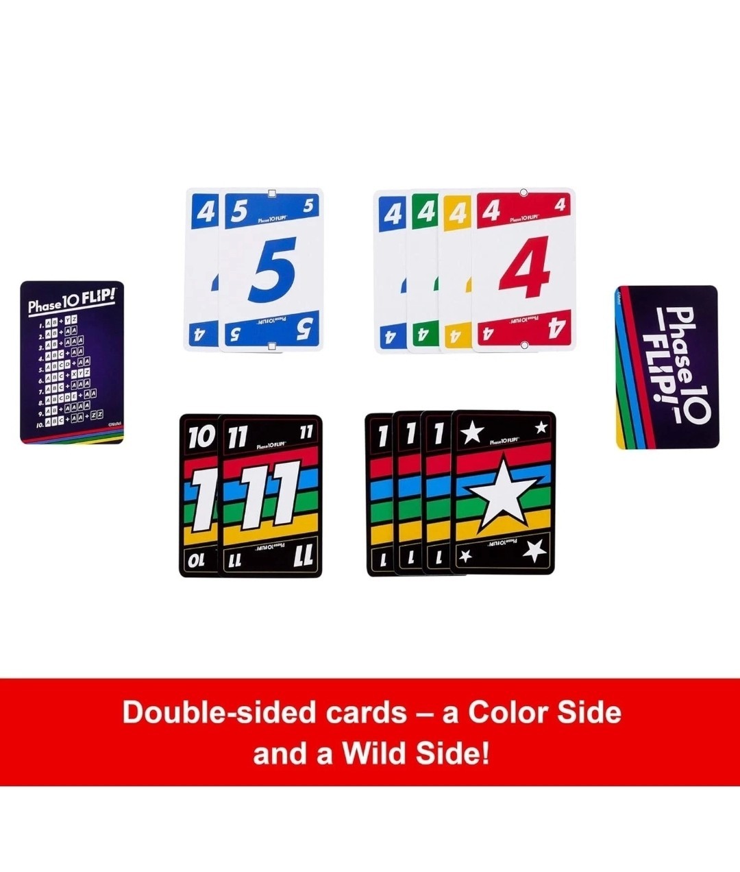 Mattel Games Phase 10 Flip Card Game, Family Card Game with Double-sided Cards,
