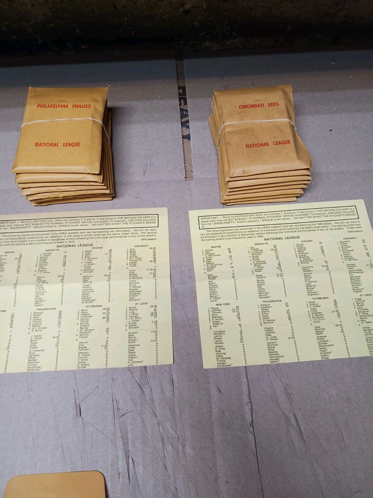 APBA MLB Baseball Game. All 16 Teams From 1901, NL Teams Only 1913, 1916, 1948.