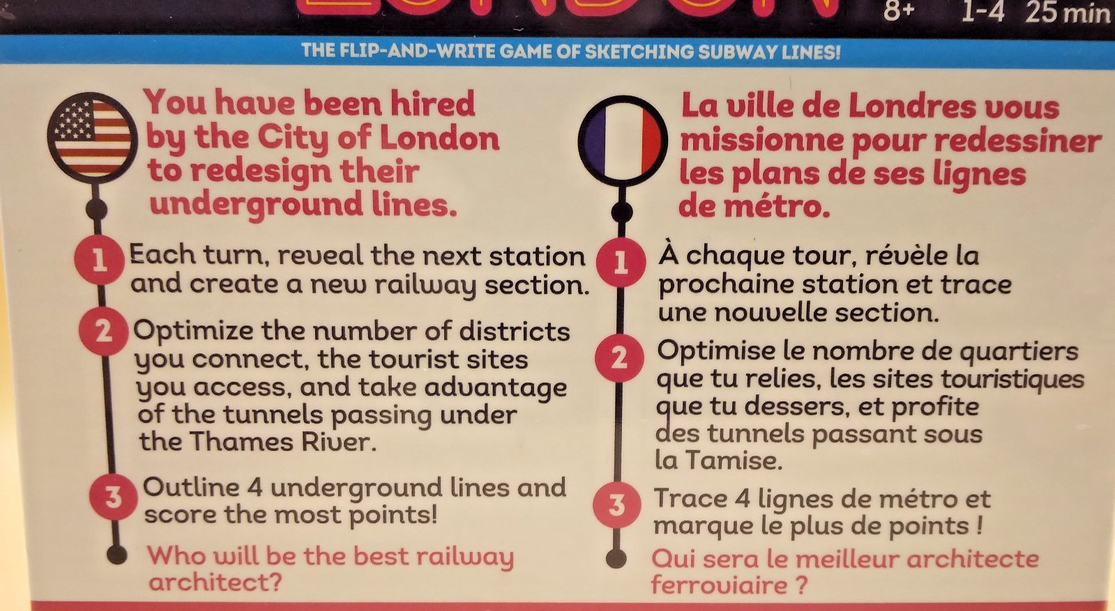 Next Station: London Board Game Flip-and-Write Subway Strategy Blue Orange Urban